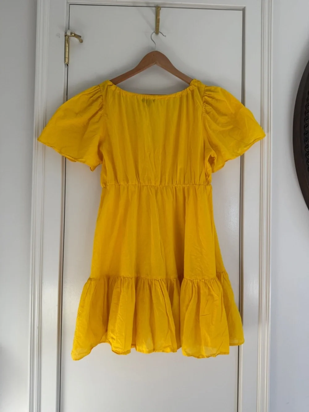 J. Crew Sunny Yellow Cotton Voile Tiered Button- Down Beach Dress size L - Picture 4 of 7